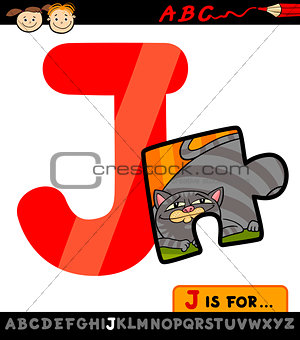letter j with jigsaw cartoon illustration