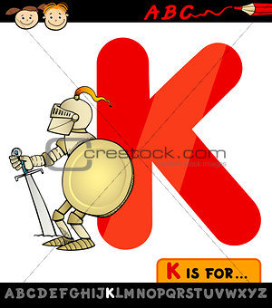 letter k for knight cartoon illustration