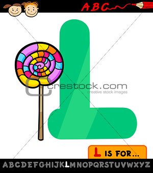 letter l with lollipop cartoon illustration