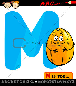 letter m with melon cartoon illustration