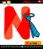 letter n with necktie cartoon illustration