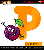 letter p with plum cartoon illustration