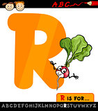 letter r with radish cartoon illustration