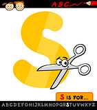 letter s with scissors cartoon illustration