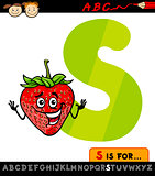 letter s with strawberry cartoon illustration