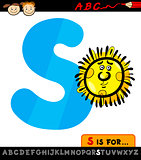 letter s with sun cartoon illustration