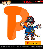 letter p with pirate cartoon illustration