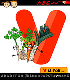 letter v with vegetables cartoon illustration