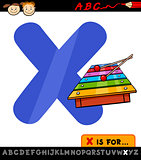 letter x with xylophone cartoon illustration