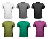 Black and white and color men t-shirts. Design template. Vector 