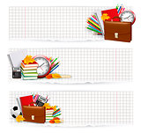 Back to school. Two banners with school supplies. Vector.