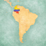 Map of South America - Colombia (Vintage Series)