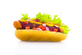 bacon hot dog isolated in white background