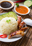 singapore chicken rice , traditional singaporean food with items
