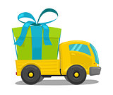 Vector truck with gift box 