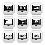 TV monitor, screen buttons set
