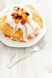 Crepes with fruit and cream