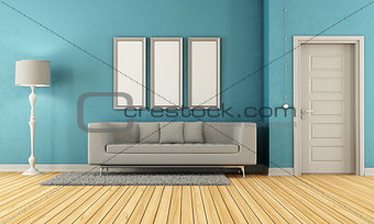 Blue and grey living room