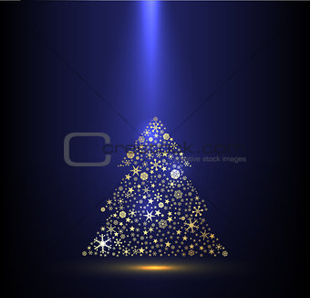Gold and blue background for Christmas celebration.