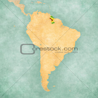 Map of South America - Guyana (Vintage Series)