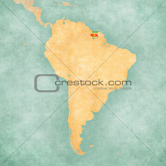 Map of South America - Suriname (Vintage Series)