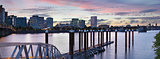 Portland Skyline by the Boat Dock at Sunset