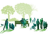 Families and seniors in the park