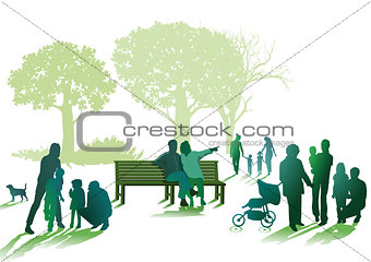 Families and seniors in the park