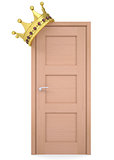 Gold crown on a wooden door