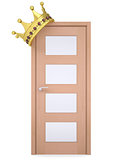 Gold crown on a wooden door
