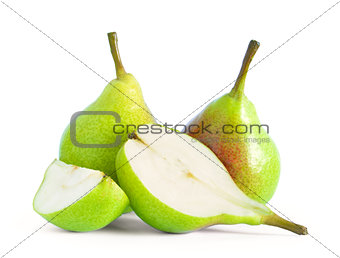 Group of Fresh Ripe Pears Isolated on the White Background