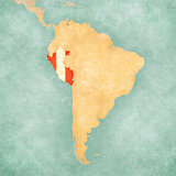 Map of South America - Peru (Vintage Series)