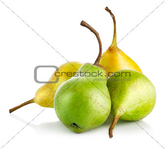 fresh green and yellow pears