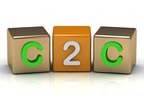 C2C Client to Client symbol on gold and orange cubes 