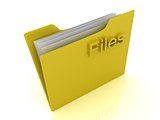 Yellow computer folder and yellow sign Files