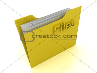 Yellow computer folder and yellow sign Files