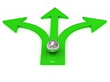 Three green arrows in different directions