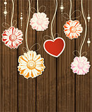 Background with heart and flowers