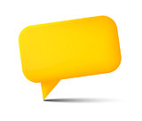 Abstract yellow glossy speech bubble with shadow
