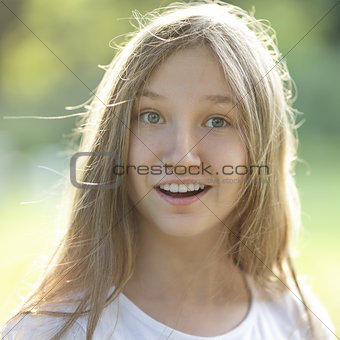 surprised teen girl outdoors