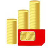 Sim card with coins.