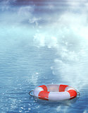 Lifebuoy, floating on waves