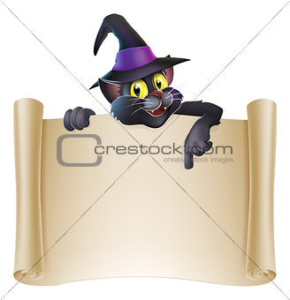 Halloween cat scroll sign