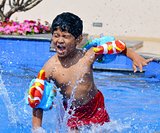 Asian Boy in Swimming practice