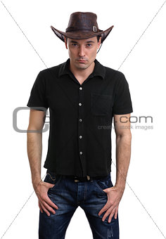 man in a cowboy hat isolated on white