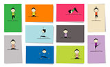Woman practicing yoga, 10 cards for your design