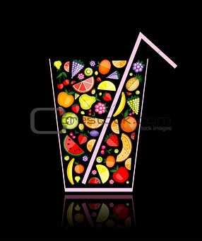 Mix of fruit juice in glass for your design