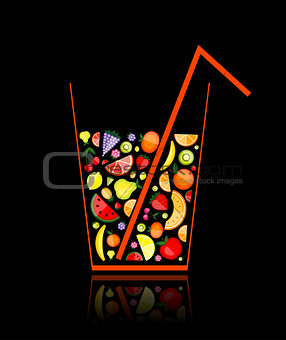 Mix of fruit juice in glass for your design