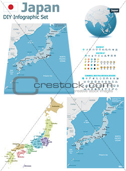 Japan maps with markers
