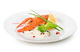 Lobster on a white plate